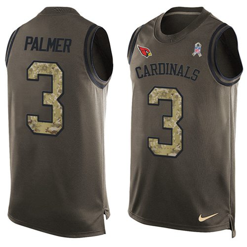 Nike Cardinals #3 Carson Palmer Green Men's Stitched NFL Limited Salute To Service Tank Top Jersey